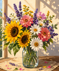Sunlit Wildflowers diamond painting kit artwork