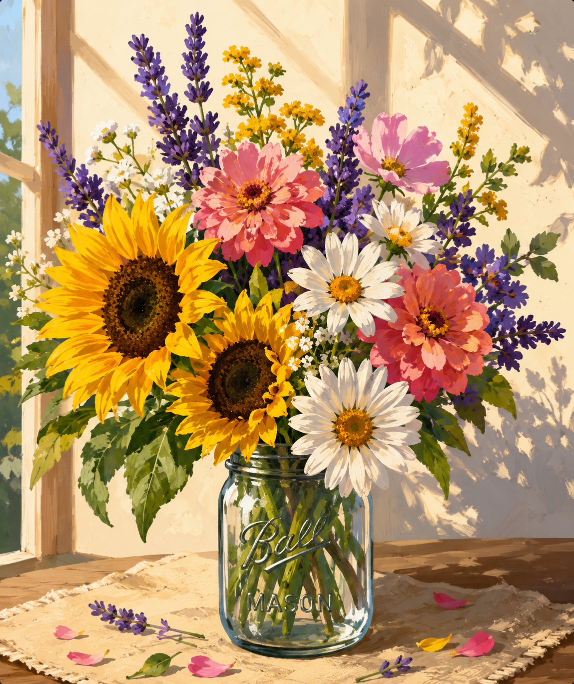 Sunlit Wildflowers diamond painting kit artwork